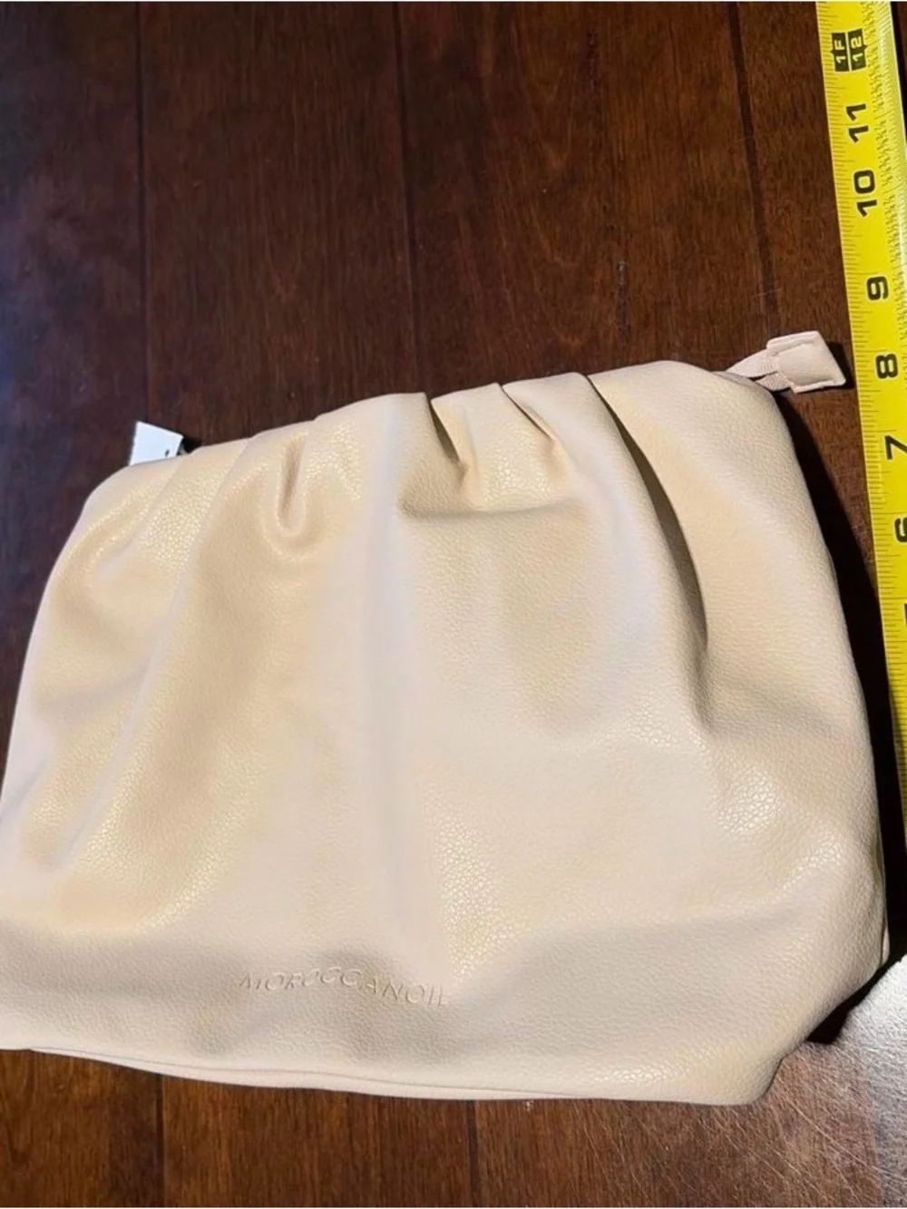 Cream Gathered-Top Cosmetic Pouch